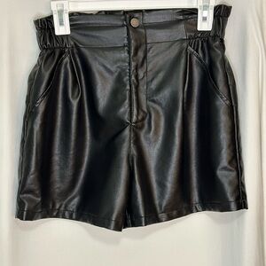 High waisted Black Faux Leather Women's Shorts size Medium